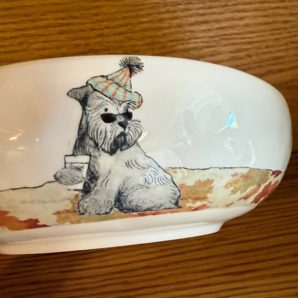 Dogs Dogs Dogs Pier 1 Imports Ironstone Ceramic Bowl Poodle Winer Dog Bull dog